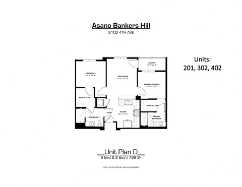Floor plan for 2 beds, 2 baths, 1307 sqft